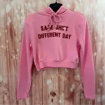 Grey Lab Pink Same Shift Different Day Shoulder Pad Cropped Hoodie Sweatshirt