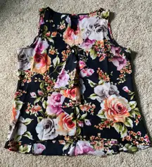 Black Floral Tank Top