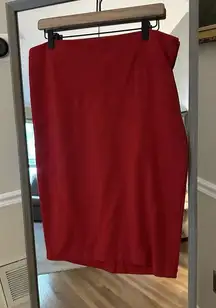 GRACE Elements Red Pencil Skirt Zipper Back Stretch Waist Wms Sz Large Holiday‎