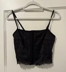 Aerie Winter Express Lace Bustier Corset Tank Top in Black Size Small NWT