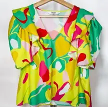 Crosby By Mollie Burch Judy Tunic Top M Multicolor V-Neck Butterfly Sleeves