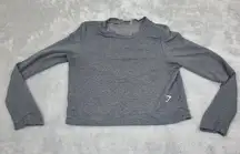 Gymshark Solace sz Sm Womens Gray Cropped Long‎ Sleeve Athletic Pullover Sweater