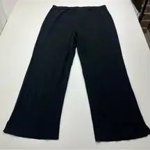 Ming Wang Womens Size Large Cropped Black Pants Pull-on Stretch Wide Leg Office