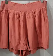 VICTORIA SECRET Women's Coral Shorts Smocket Waist Floral Size L