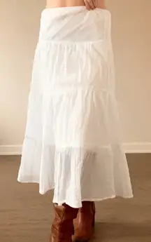 Chaps White Tiered Midi Skirt