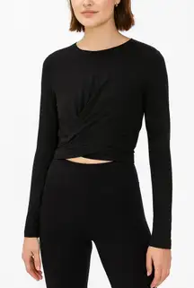 Lululemon Time To Restore Nulu Long Sleeve Wrap Top Black Women’s Size 8 Yoga