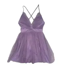 Windsor NWT  purple mini dress party deep v neck tutu prom event women’s small