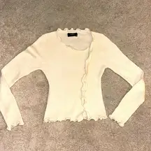 Women’s XL CIDER moderately cropped cream sweater cozy & ribboned fabric