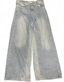 Baggy Wide-Leg with Relaxed Inset Panels Light Blue Jeans