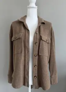 Sage The Label Camel Button Down Ribbed Shacket Womans Sz XS/S Brown Oversized