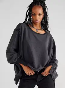 Free People We The Free Camden Oversized Sweatshirt in a washed black or gray co
