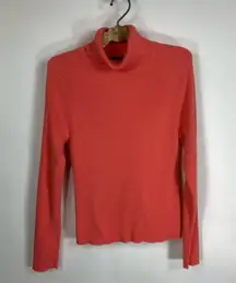 Coral Peach Pink  Ribbed Turtleneck Sweater Sz Medium