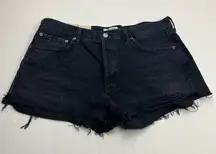 Agolde Parker Short‎ Black Denim Jean Cut Off Womens Size 32 Exposed Pockets NEW