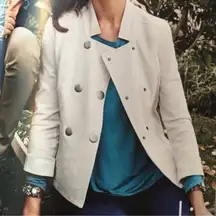 Cabi Charlie Heather Oatmeal Cardigan Jacket #3028 Medium Office Work Preppy