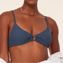 Andie The Bonita Bikini Top Rib Swimsuit  Bijou‎ Blue size L NWT