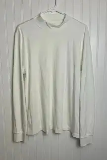 Lands' End ivory long sleeve mock neck shirt size XL F31