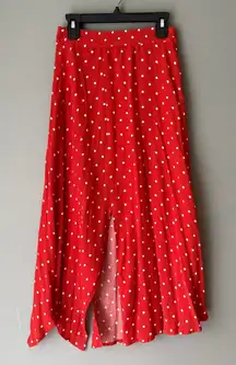 Bershka sz XS red polkadot‎ maxi skirt