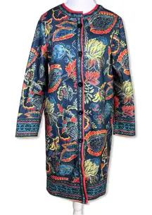 URSIME Ethnic Bold Paisley Collarless Button Down Maximalist Coat