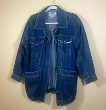Filippo Totti Vintage Retro 80's Denim Long Hong Kong Y2K Small Jean Jacket Coat