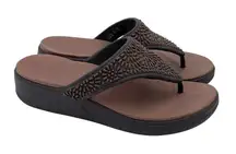 Crocs Monterey Diamante Embellished Brown Wedge Thong Sandals Women's Size 6