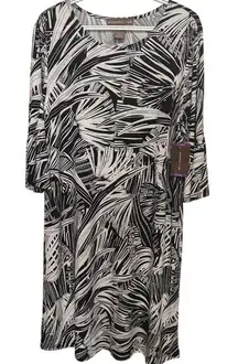 Alexandra + Oak Stretchy Black White Printed Dress Quarter Sleeves Size XXL