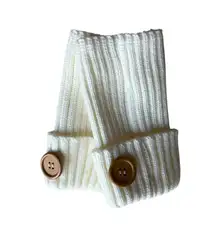 Cream Knit Leg Warmers with Button Accents