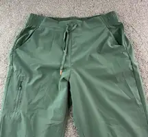 Eddie Bauer Womens XL Green Jogger Pants Utility Pockets Elastic Drawstring XL
