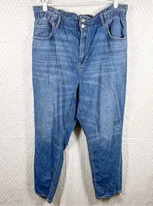 American Eagle Dark Wash Paperbag High Rise Mom Jeans