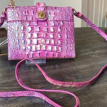 Brahmin Mina Purple Iris Iridescent Crocodile Embossed Leather Crossbody Bag