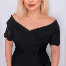 Watters & Watters corseted blouse formal lace top taffeta wedding evening fall