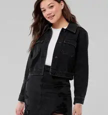 Hollister Cropped Black Denim Jacket