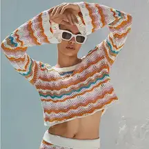L Space sun ray sweater in daybreak stripe