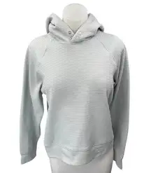 Club Monaco Women's Gray Waffle Knit Hoodie Hooded Pullover Sweatshirt Top Sz M