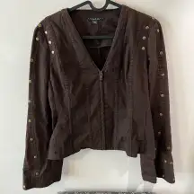 Women’s Laundry Shelli Segal Brown Lightweight Studded Cotton Jacket Blazer sz 0