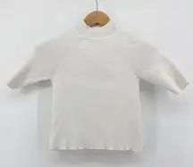 525 America Ivory Mock Neck‎ Ribbed Knit Cropped Cut Out Back Top Size Small