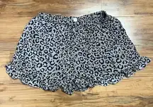 American Eagle XS Women's Crepe Leopard Print‎ Lounge Shorts Ruffle Flowy