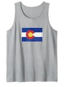 Women's Colorado Flag State Vintage Style T-Shirt Tank Top Size M gray.