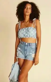 NWT BILLABONG X WRANGLER WOMEN'S HIGH RISE PATCHWORK CUT-OFF DENIM SHORTS 27