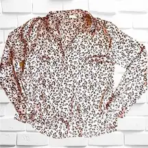 Anthropologie’s Hem & Thread Womens Medium Pink Leopard Print Button Down Blouse