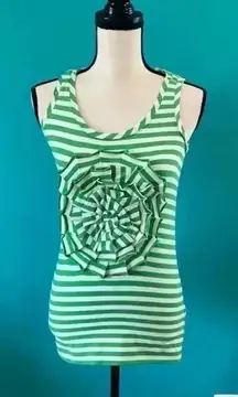 Kate Spade New York Size Xs Green and White Striped Tank Top
