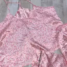 Pink silky leopard print pink pajamas set size small