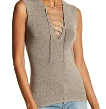 IRO Alida Wool Blend Lace Front Sleeveless Top Speckled Beige Size XS