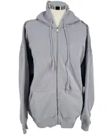 Brandy Melville Christy Oversized Zip-Up Hoodie Sun Washed Gray One Size