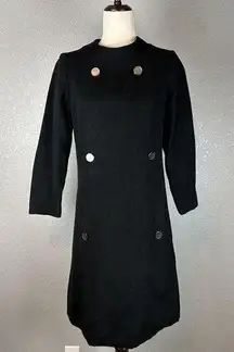 Vintage Lillie Rubin Womens Coat Dress M Medium Black 100% Camel Hair Pockets