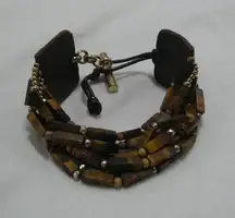 Kenneth Cole Tiger Eye Leather Toggle Bracelet