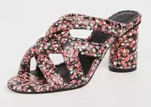 Rebecca Minkoff Size 9M Red Floral Amandine Strappy Sandals Heels Flirty Girly