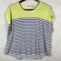 Chico's Women's Jewl Top‎ Striped Cap Sleeve Pullover Size 3 (XL) Navy Yellow