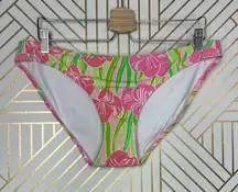 Lilly Pulitzer Surfs Up Bikini Bottom Hibiscus Floral Print Pink Green Size M