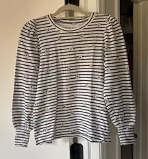 Striped Women’s Shirt with Floral Pattern Sz XS