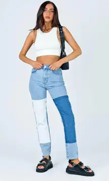 Cofield Mom Jeans Patch Denim